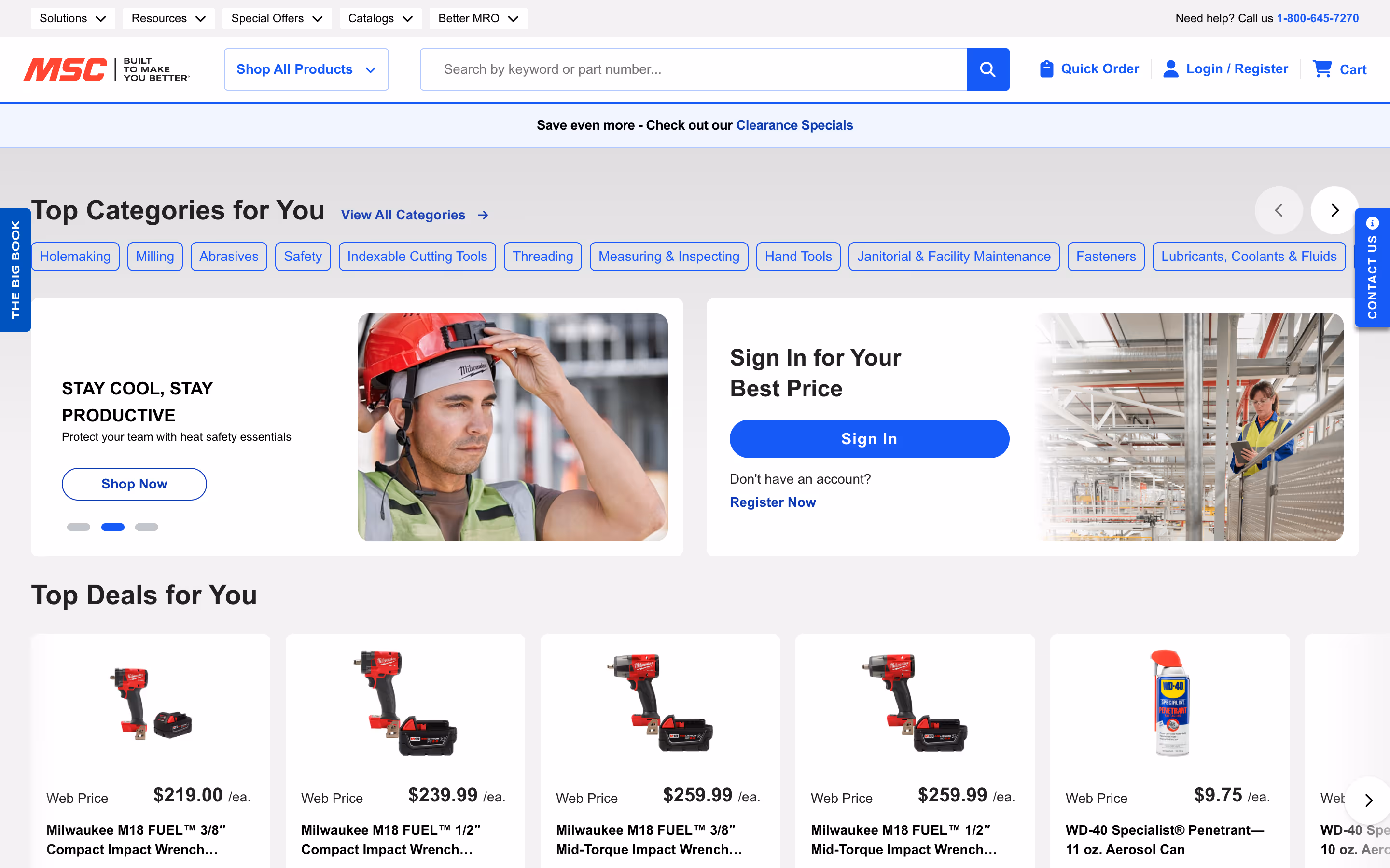 B2B Website Example #18: MSC Industrial Supply