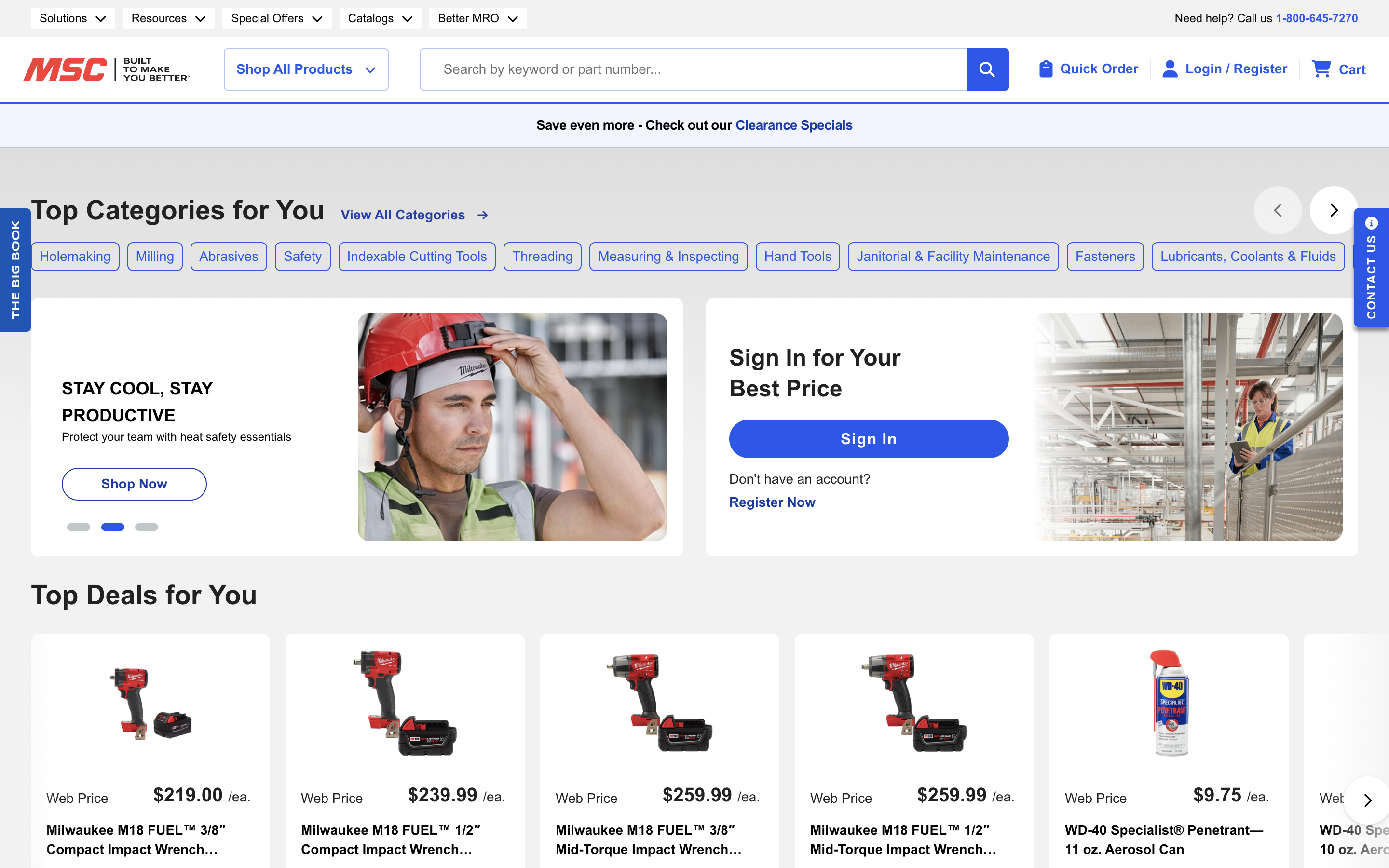 B2B Website Example #17: MSC Industrial Supply
