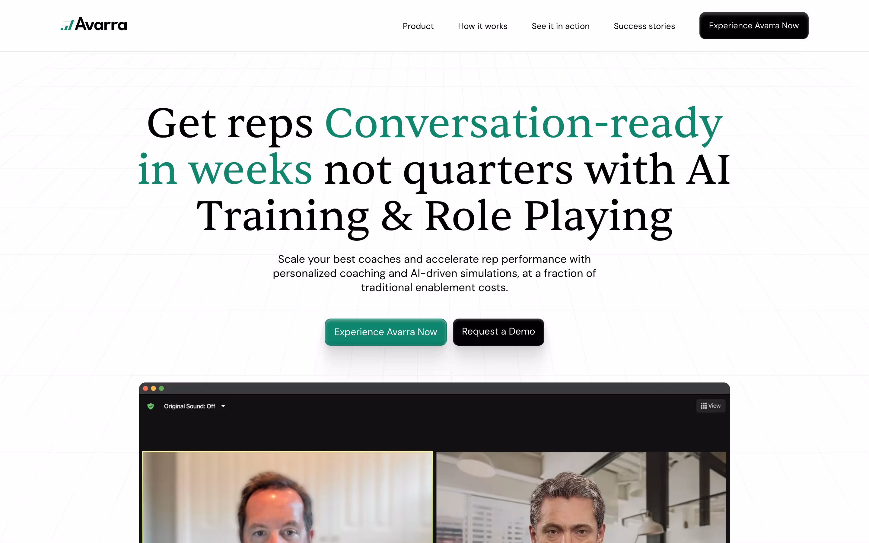 High-converting Website Example: Avarra.ai