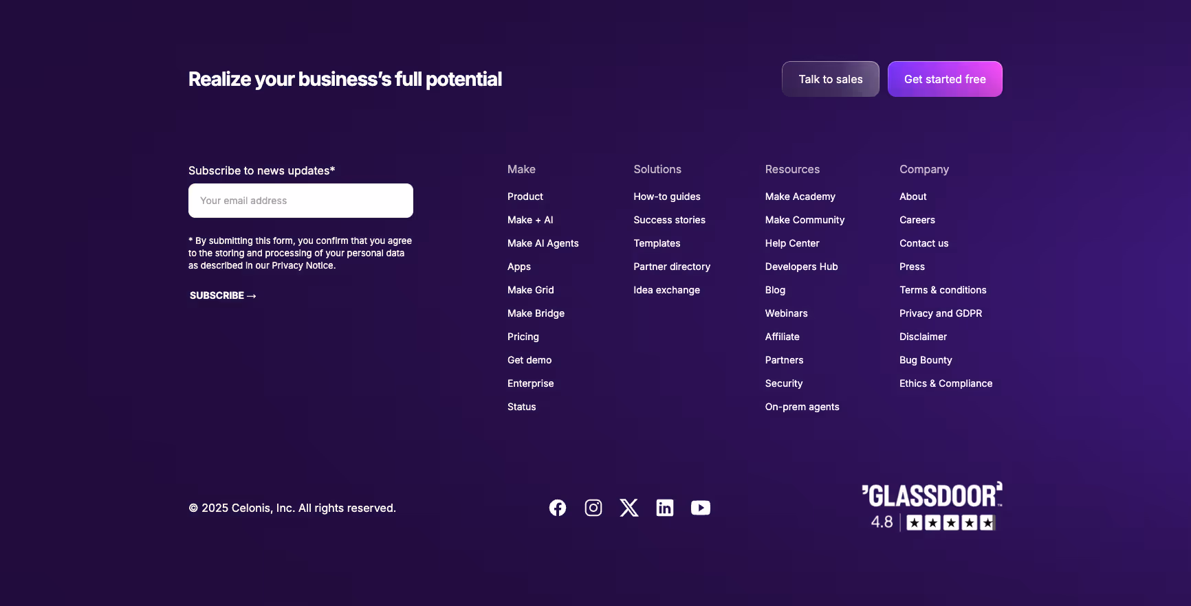 Website footer example #12: Make