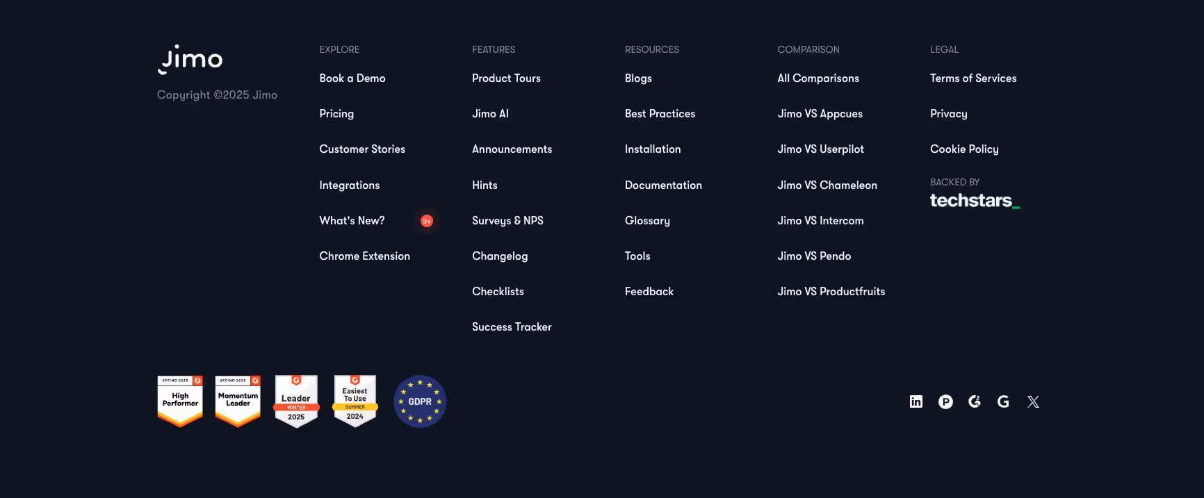 Website footer example #13: Jimo