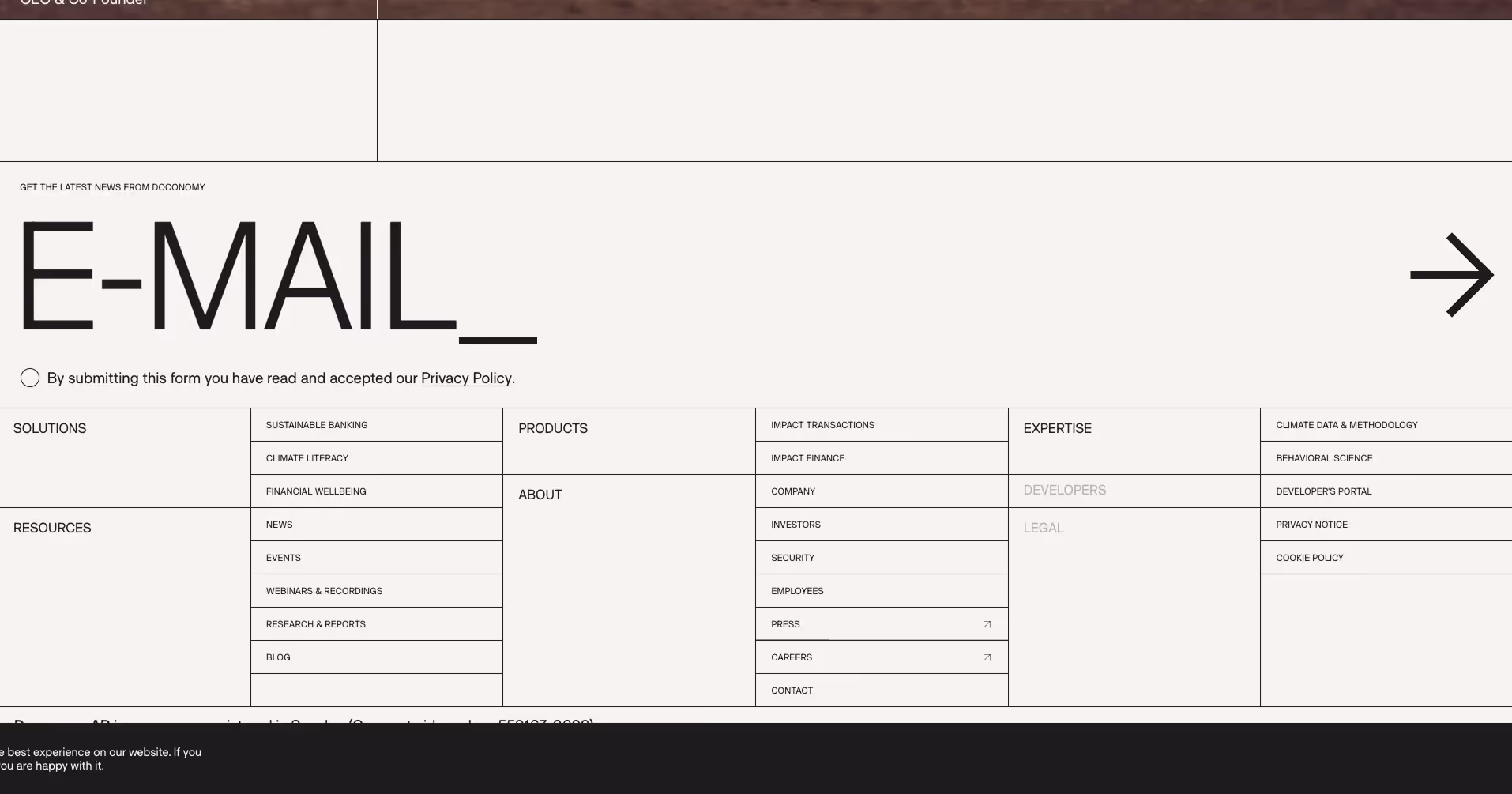 Website footer example #17: Doconomy