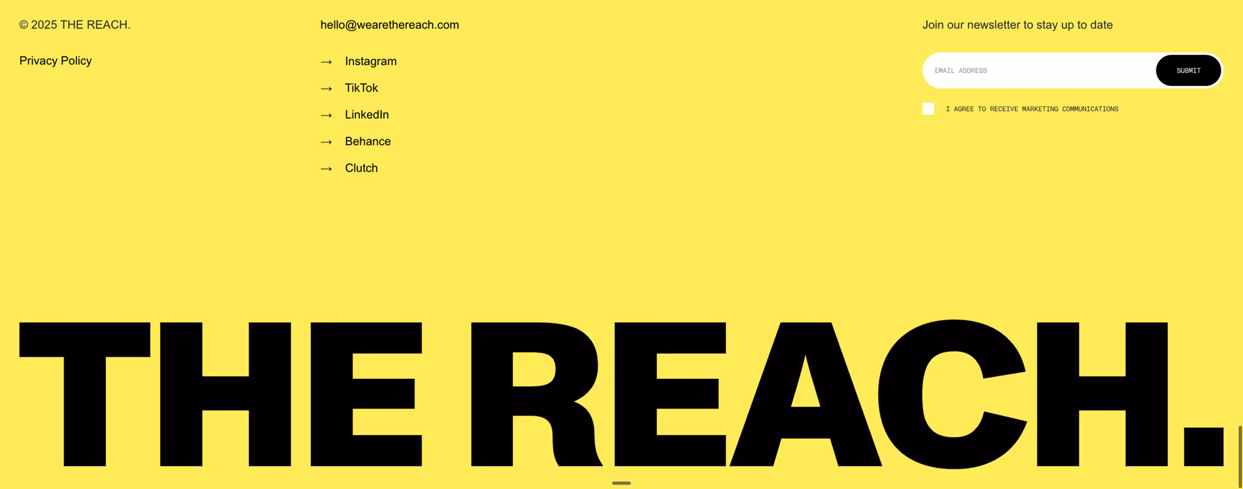 Website footer example #24: The Reach