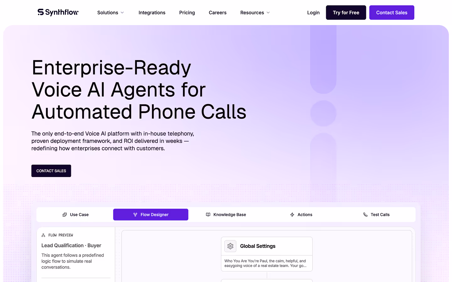 AI Website Example 2: Synthflow.ai