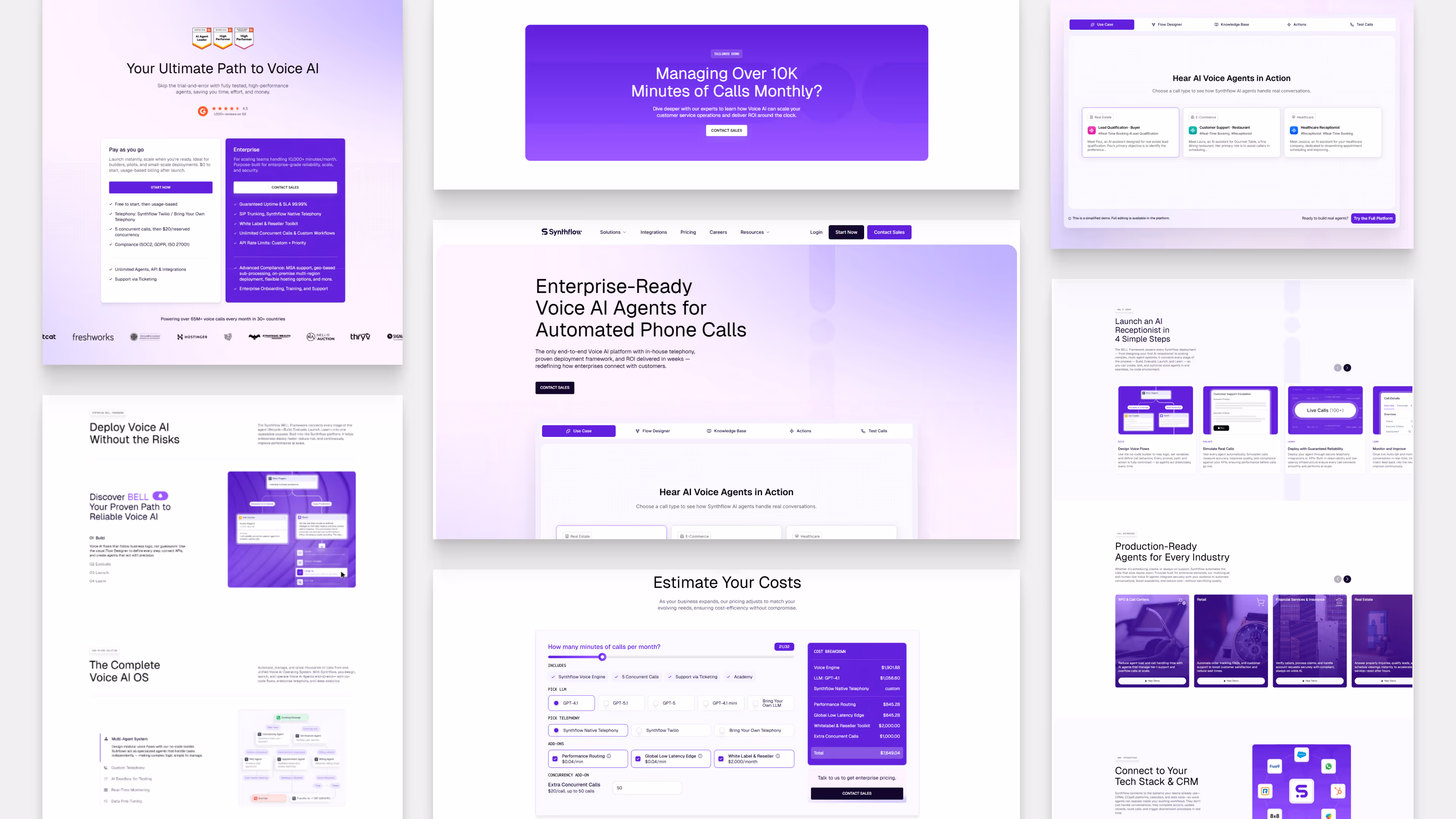 Synthflow View of Different Pages