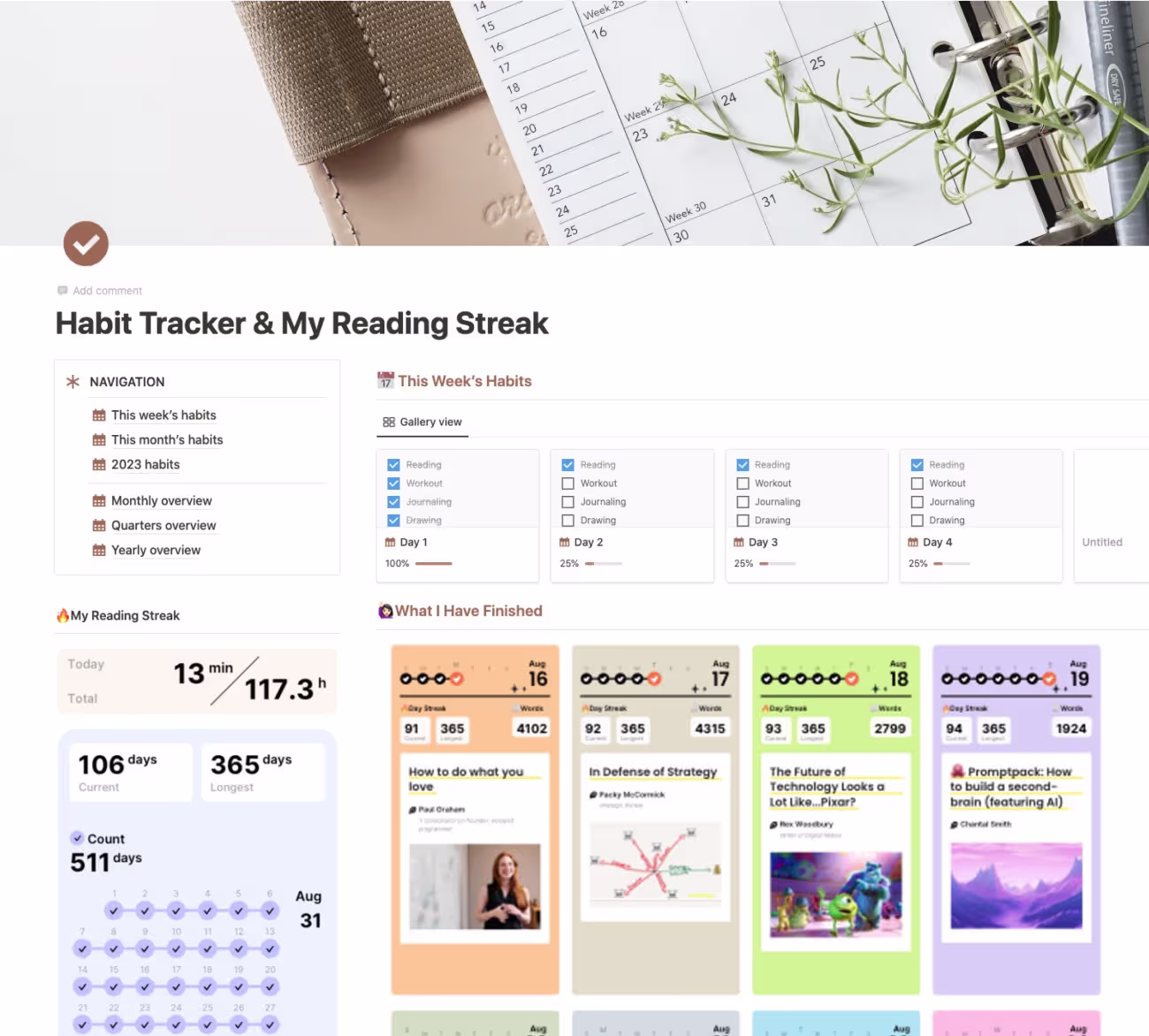 Exemple d'un Notion bien fait avec un beau design et une UX nickel chrome.