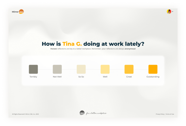 Mirror 360 weekly reflection interface