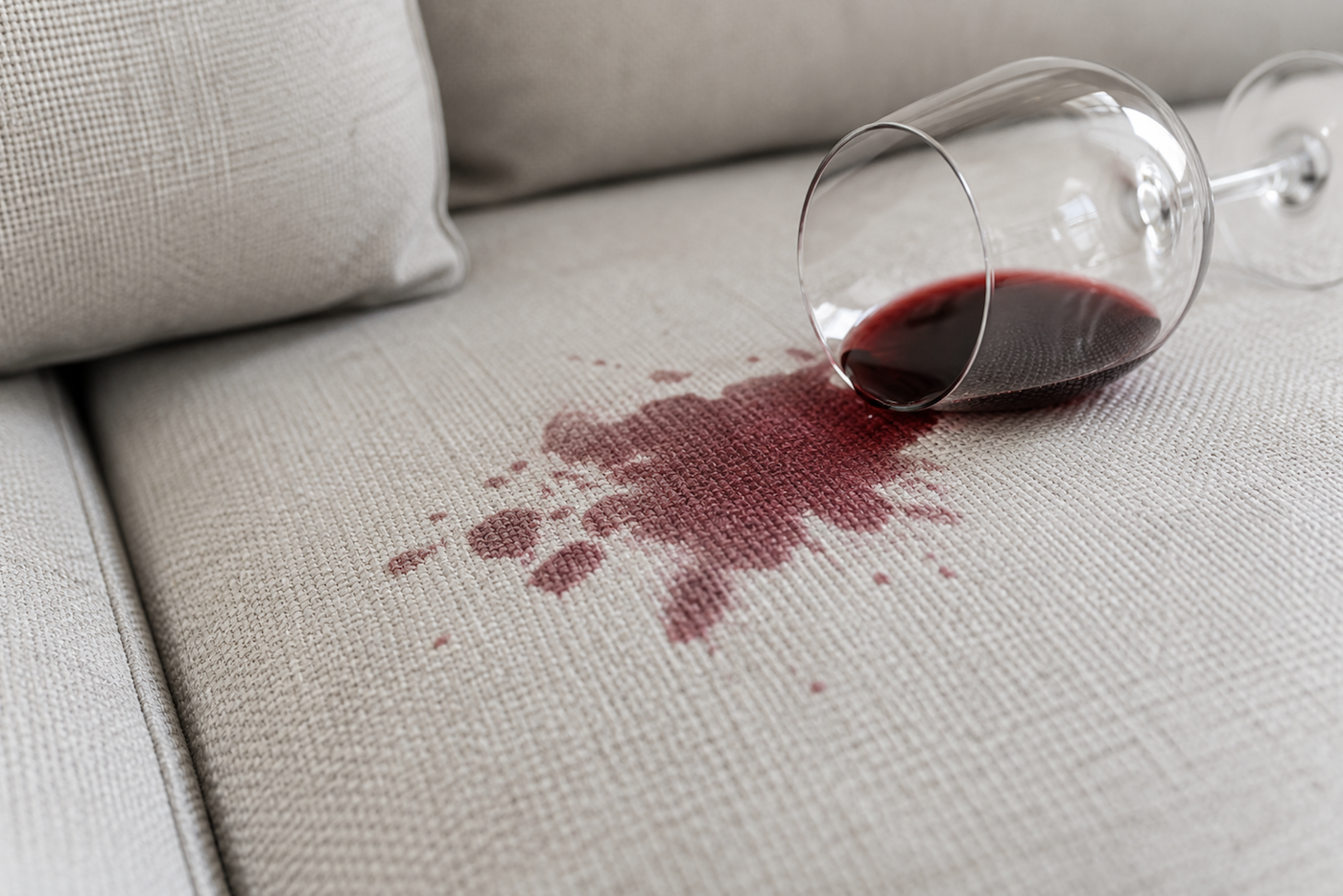 Tache de vin, de sang, d'urine sur canapé ou fauteuil en tissu, microfibre ou tissu clair ? Découvrez quel produit Fenice utiliser selon votre tache - et comment protéger votre canapé durablement.