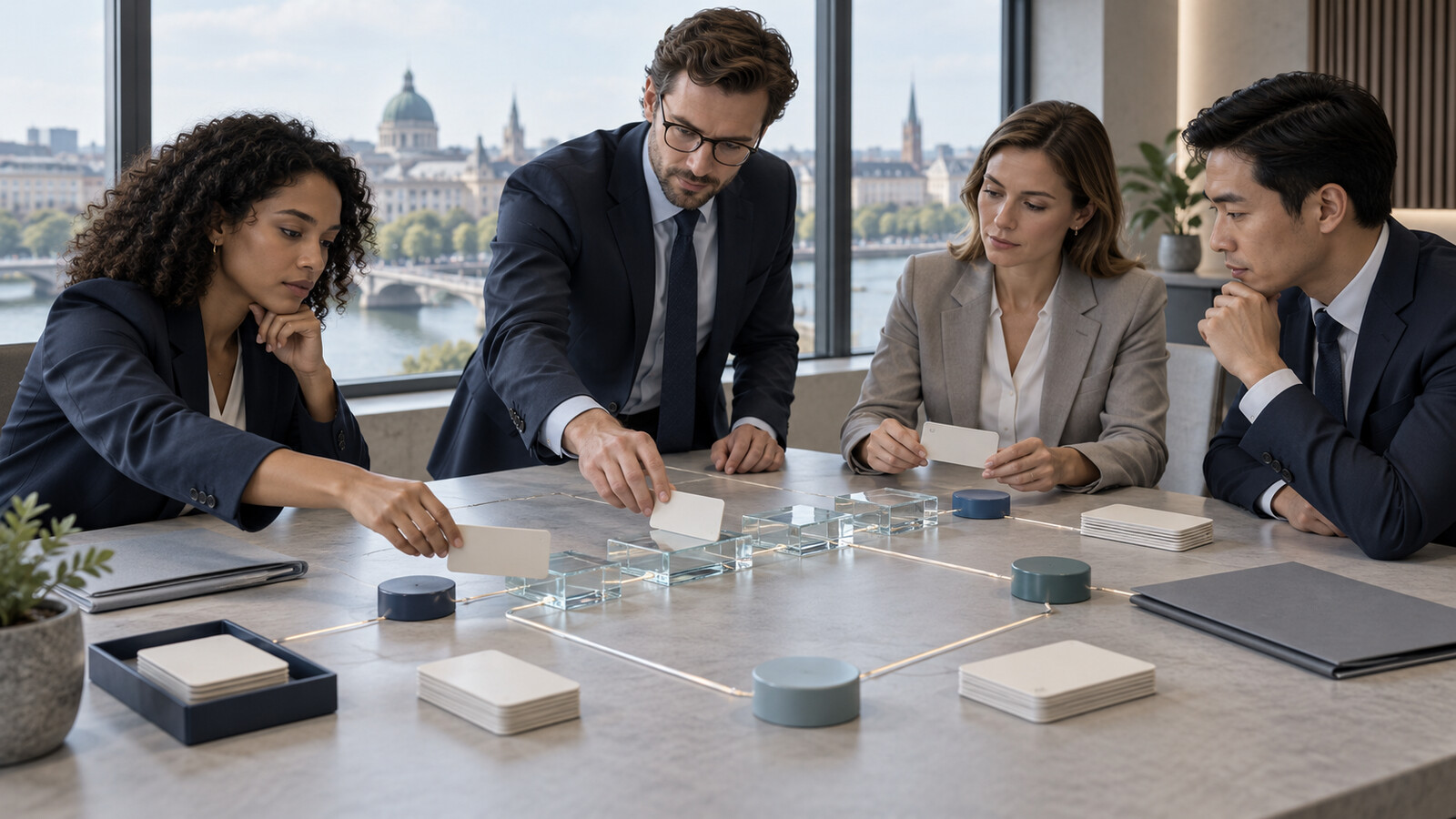 Compliance professionals reviewing an AML and KYC responsibility workflow for a white-label investment platform