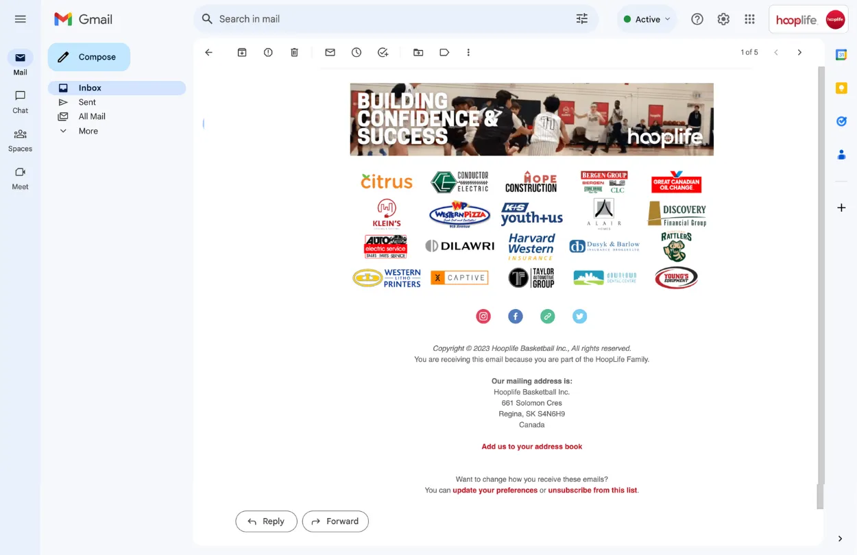 HoopLife Email