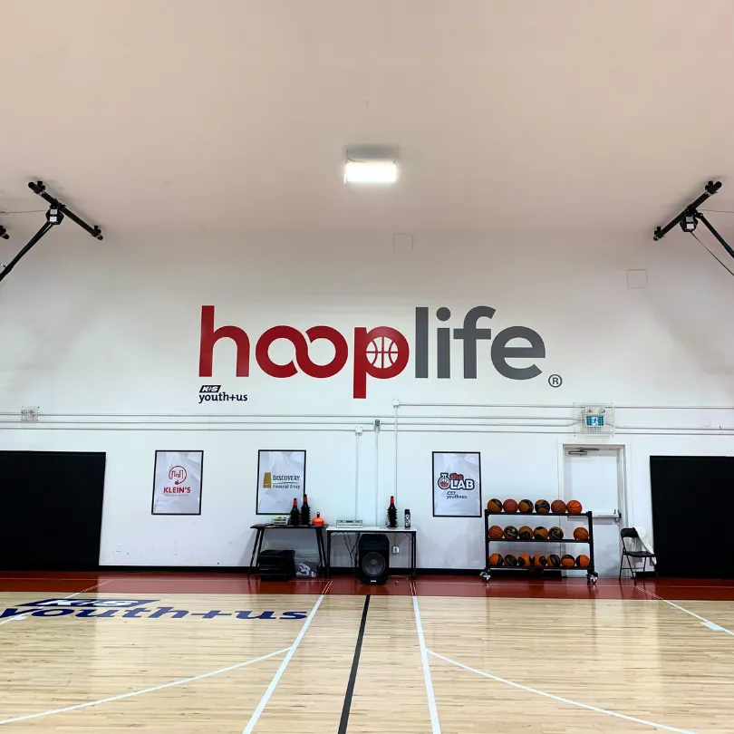 Image of HoopLife Gymnasium with K+S Youth+Us Logo