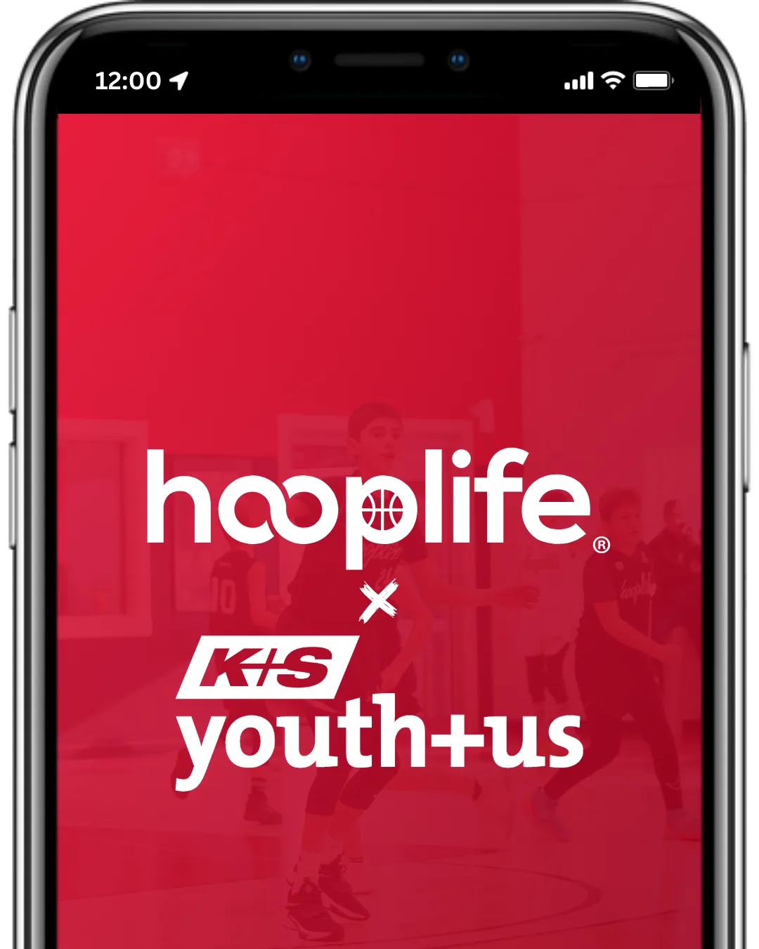 iPhone with logos "HoopLife X K+S Youth+Us"