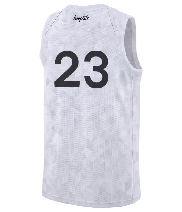 Back of a white Hooplife Jersey