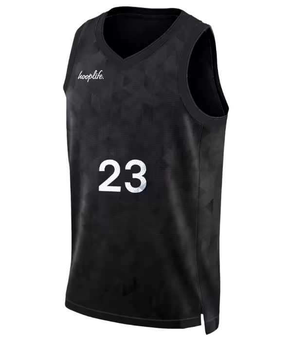 Front of a black Hooplife Jersey