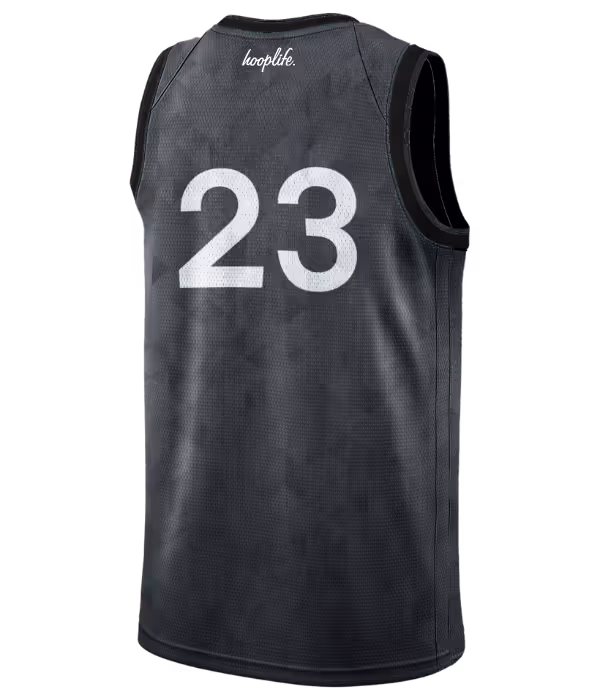 Back of a black Hooplife Jersey