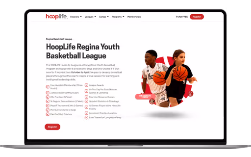 Macbook with the league homepage open