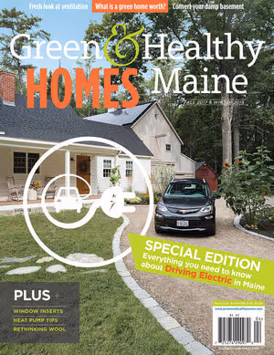 Green & Healthy Homes Maine magazine cover with house and car
