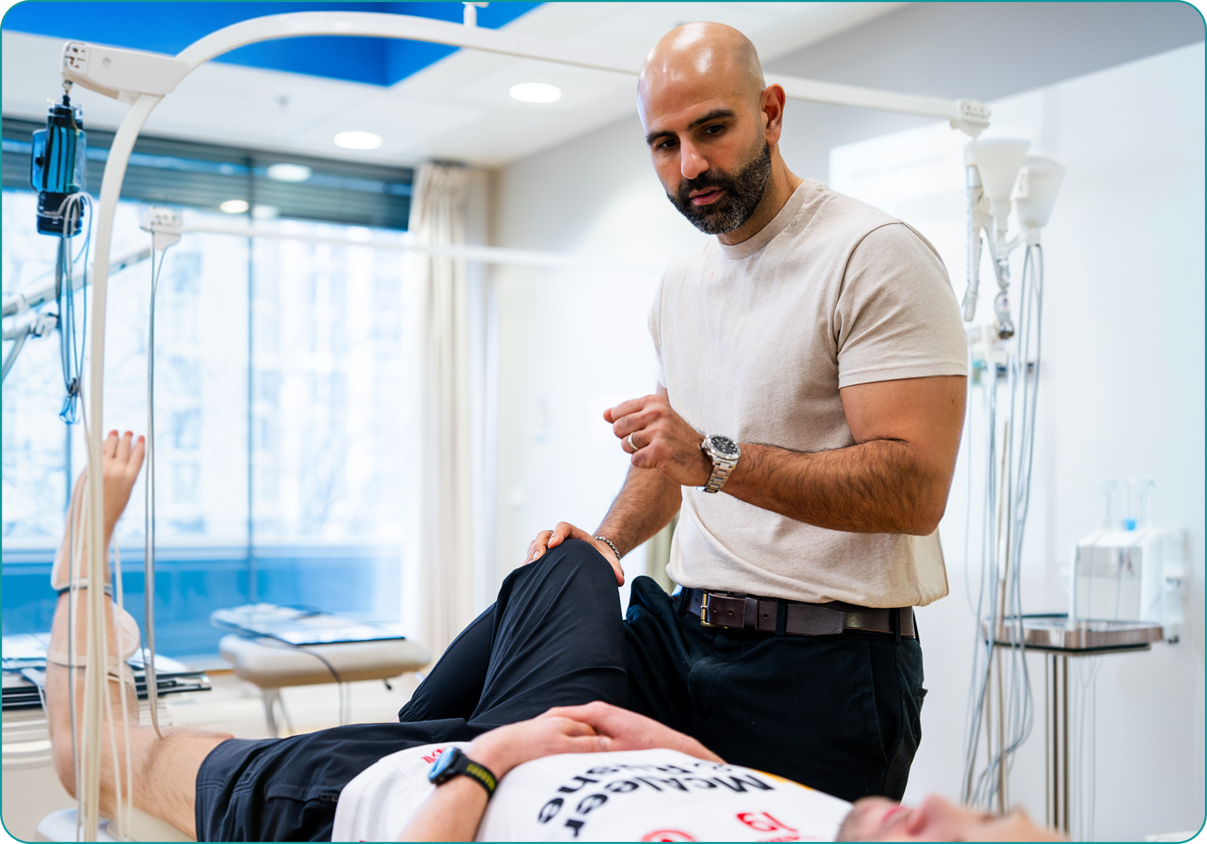 Physiotherapist providing strength and stability advice for hip