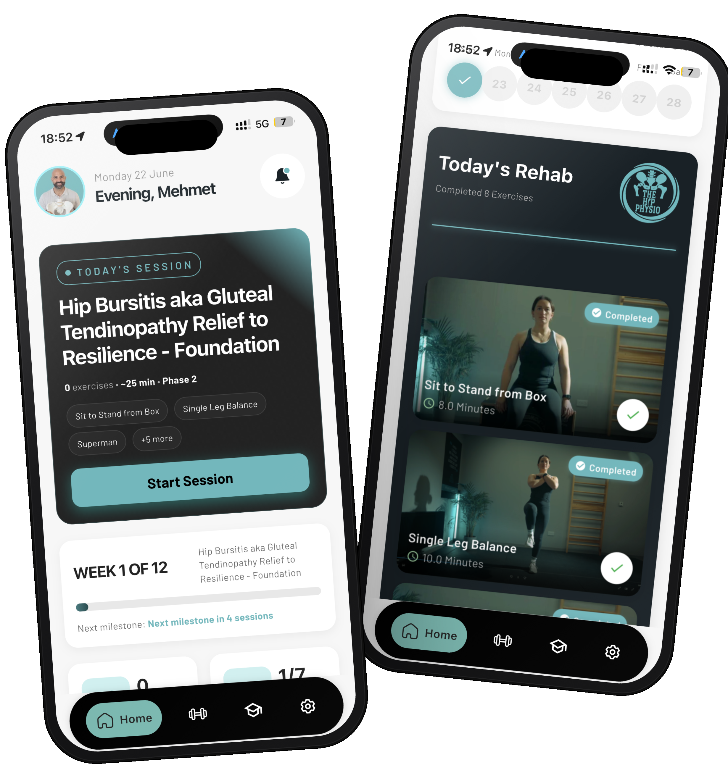 The Hip Physio app on a phone