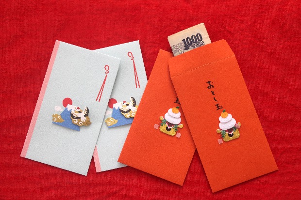 Otoshidama envelopes containing cash gifts given to children at New Year.
