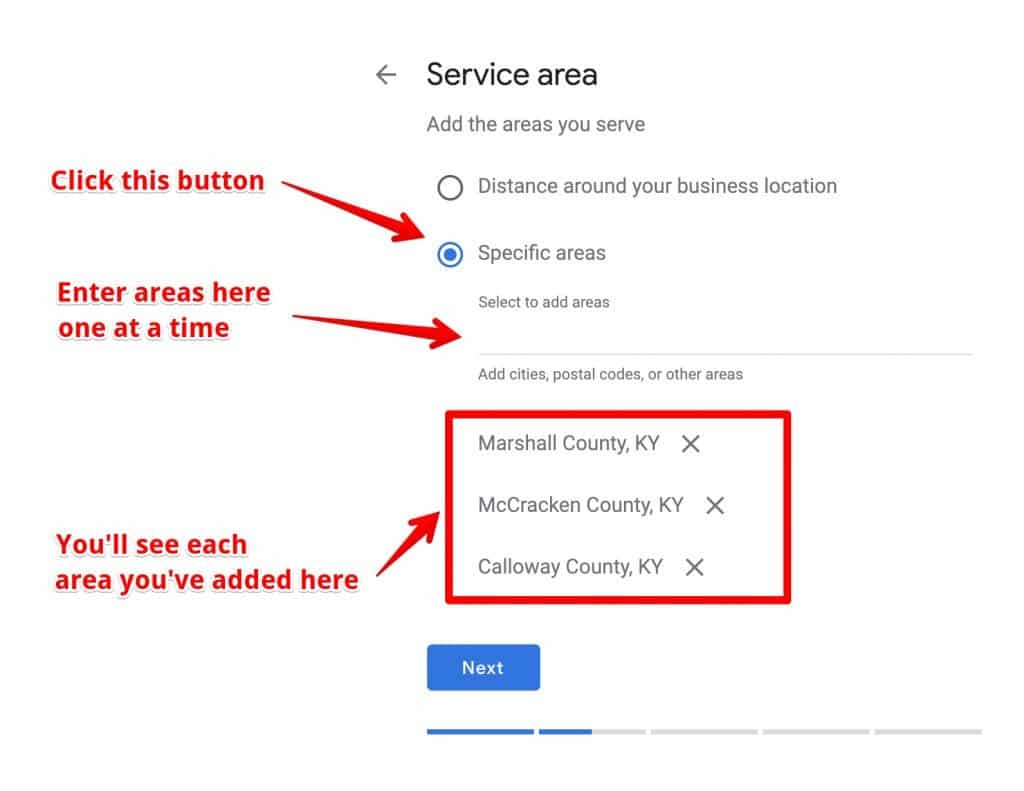 GMB Entering Service Area Locations UI