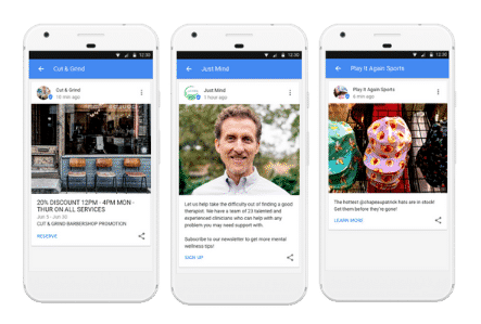 Google Post Examples on Mobile Side by Side