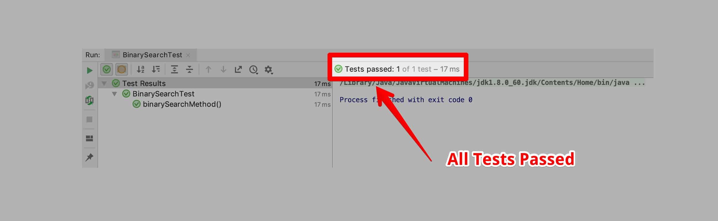 Binary Search Algorithm - All Unit Tests Passed