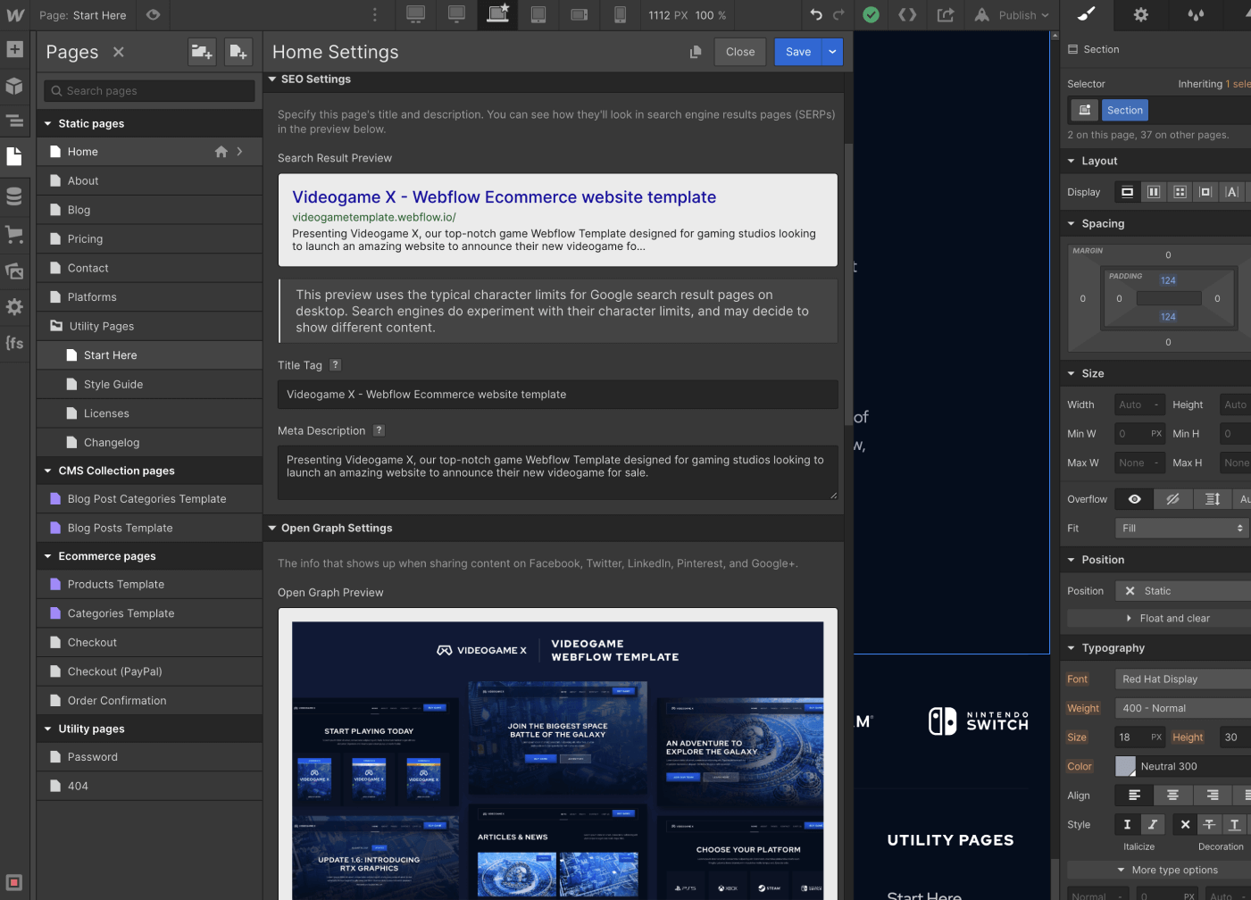 SEO - Videogame X Webflow Template