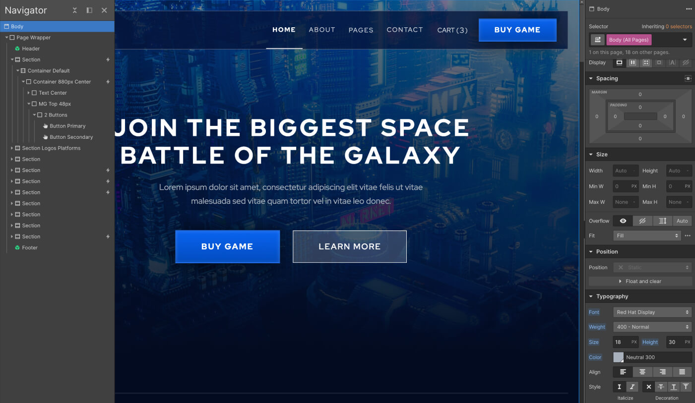 Typography - Videogame X Webflow Template