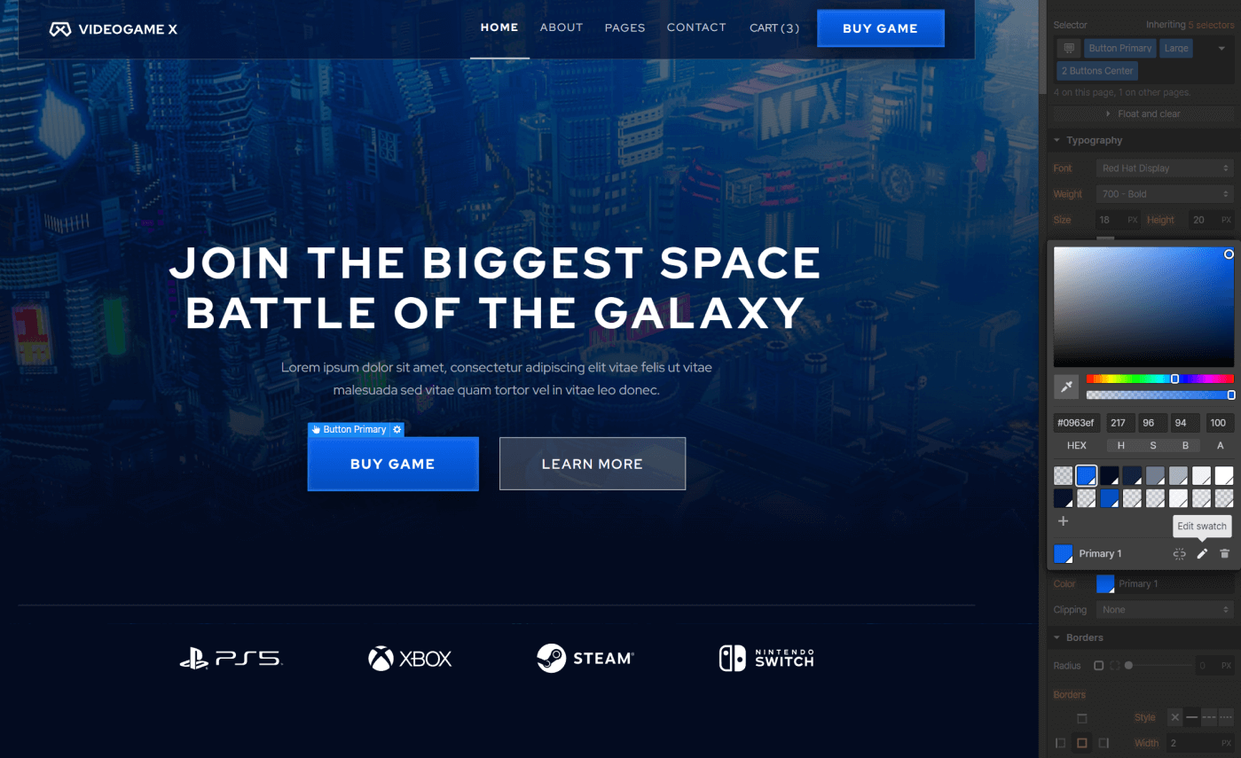 Colors - Videogame X Webflow Template