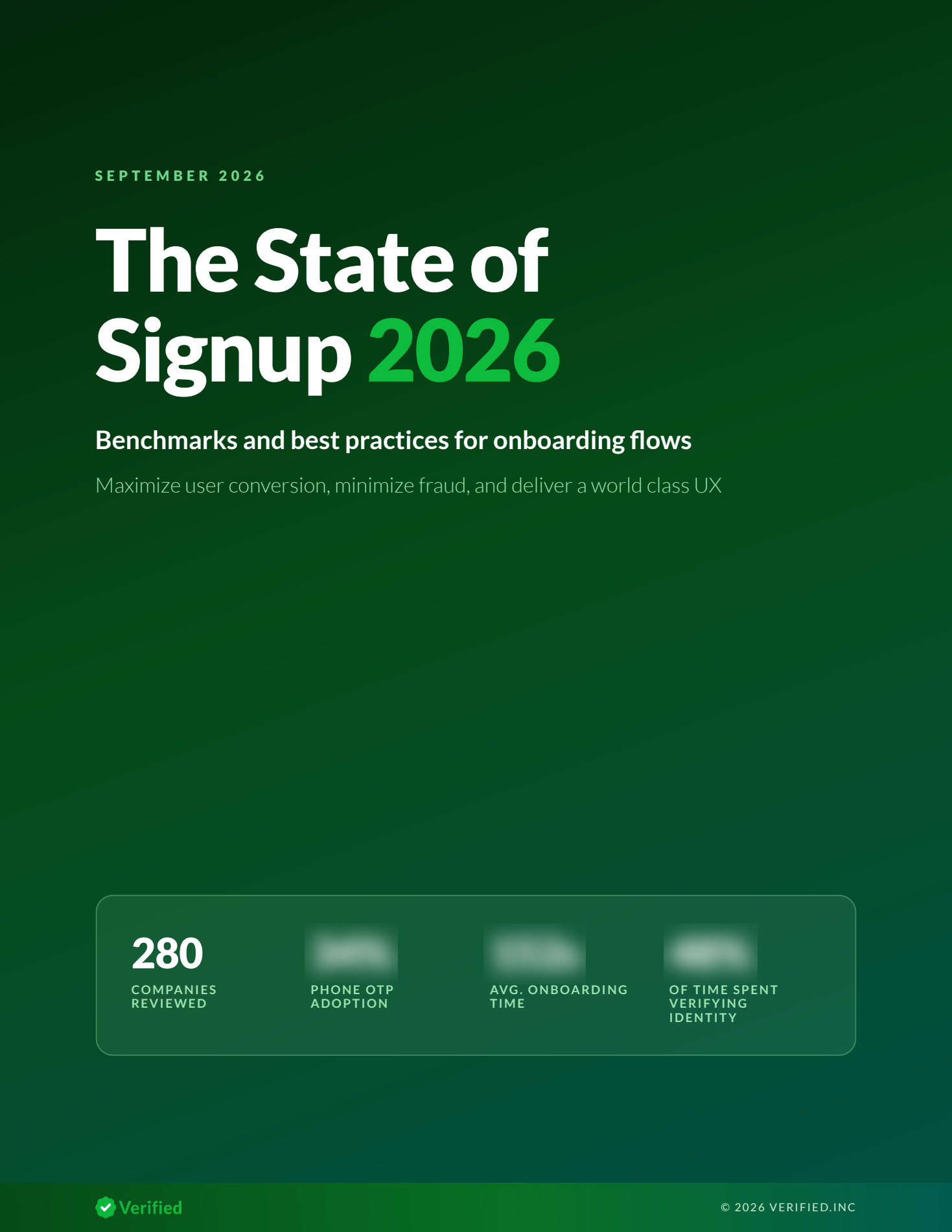 Cover of The State of Signup 2026 report by Verified — summary statistics blurred, available in the full report