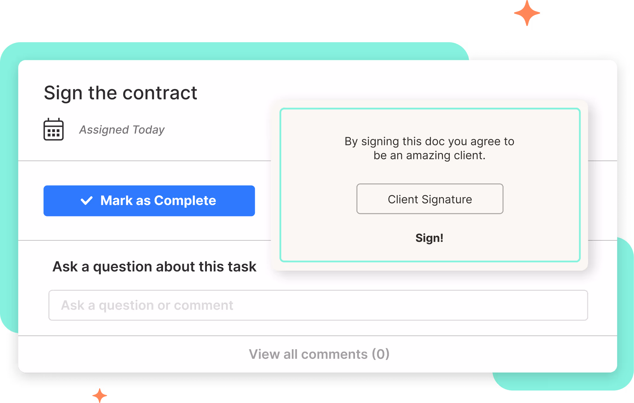 Screenshot of Coordinate's eSignatures feature