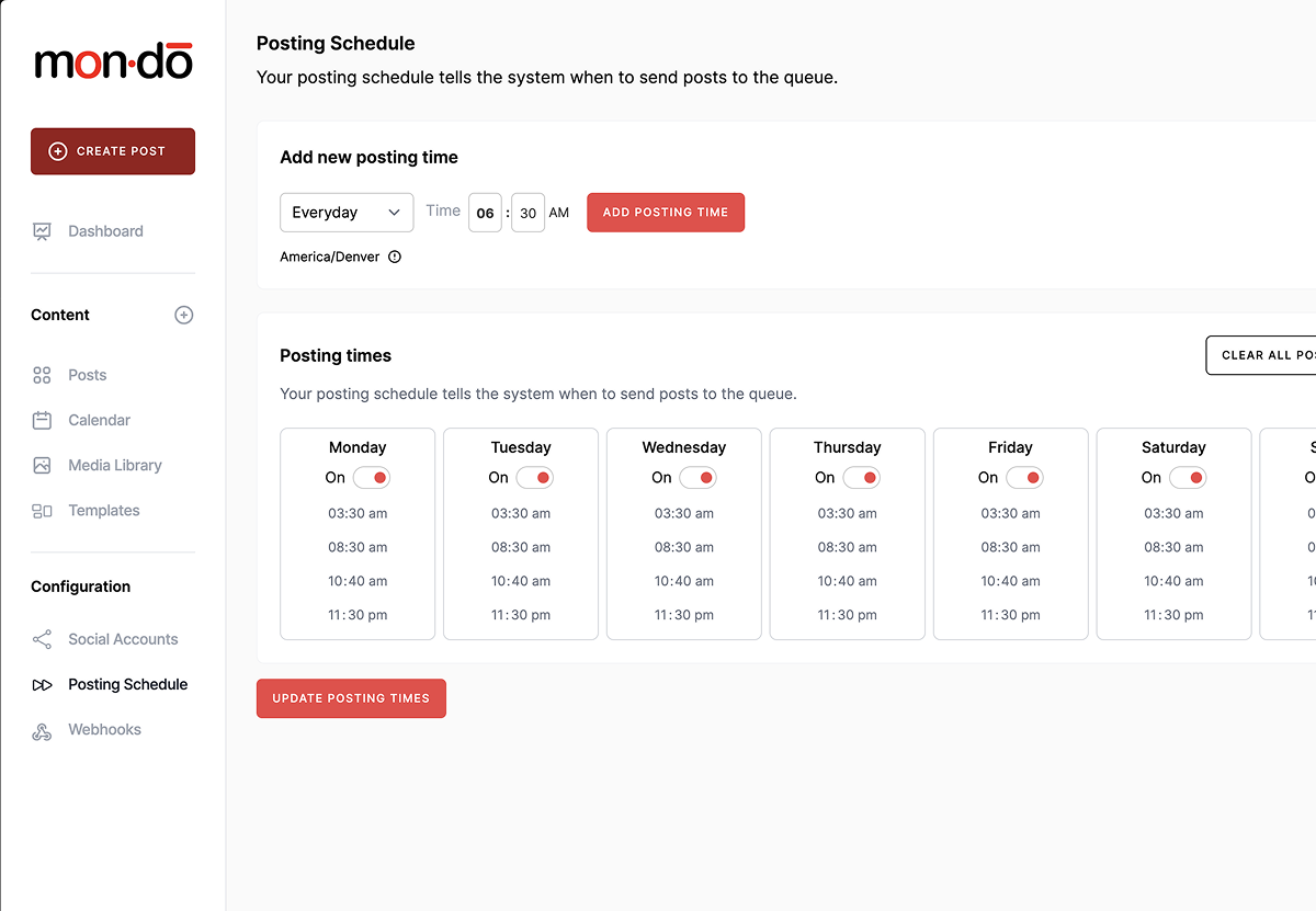 Mondo Social Automation interface screenshot