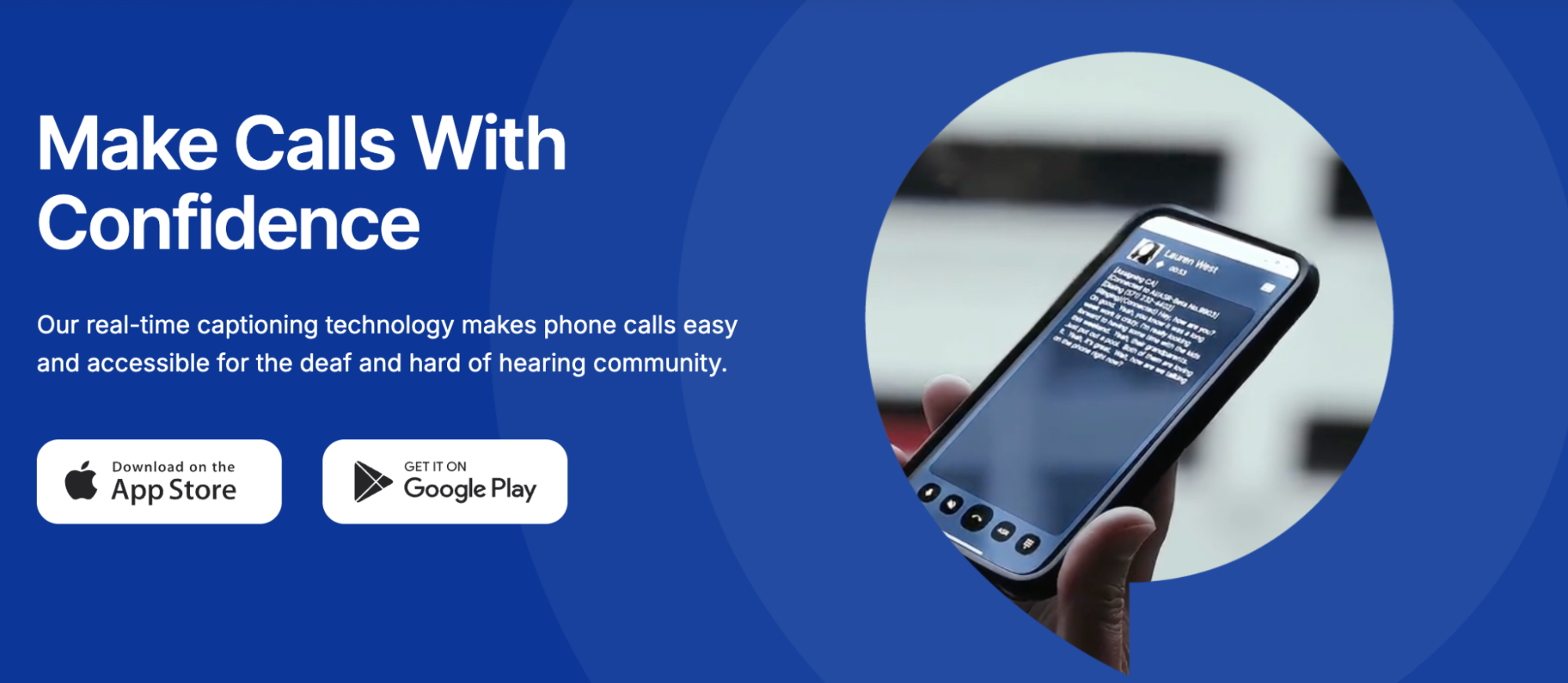 Smartphone displaying real time call captions from a conversation, showing how captioned phone calls help deaf and hard of hearing users communicate.