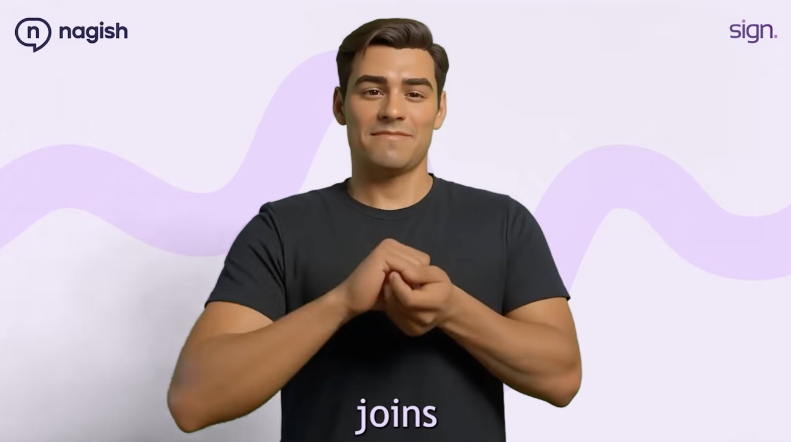 man demonstrating sign language hand movements on screen as part of AI generated sign language translation