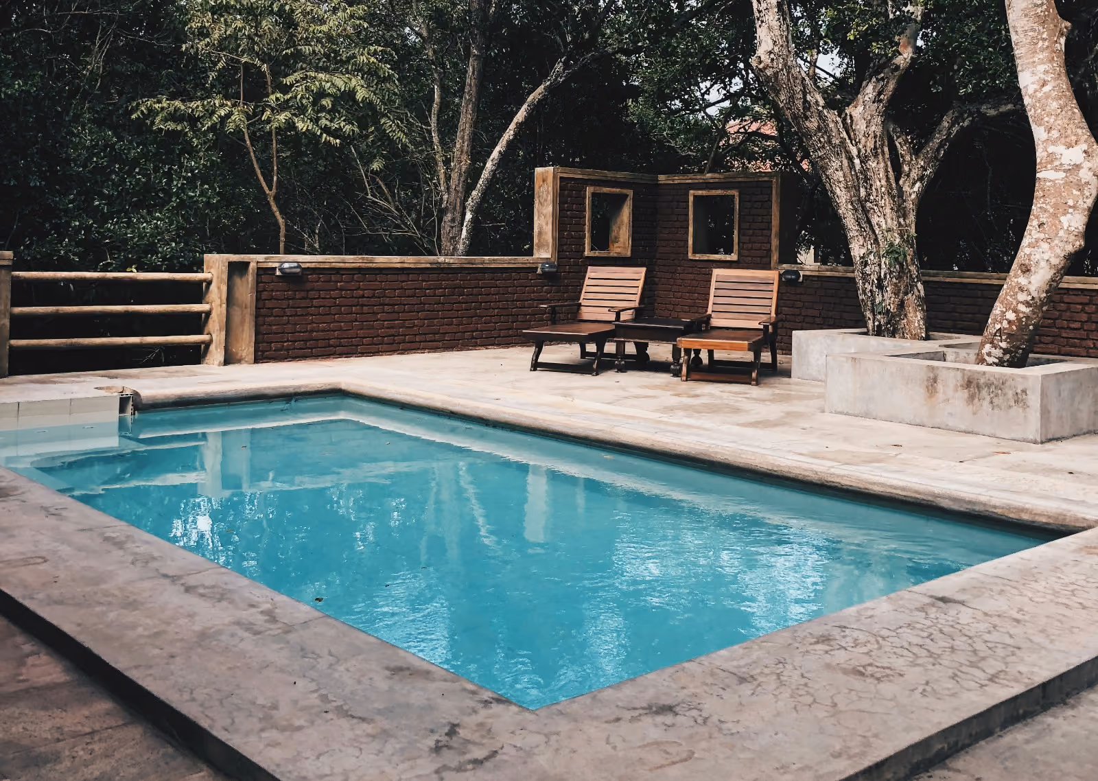 Home pool and hardscaping