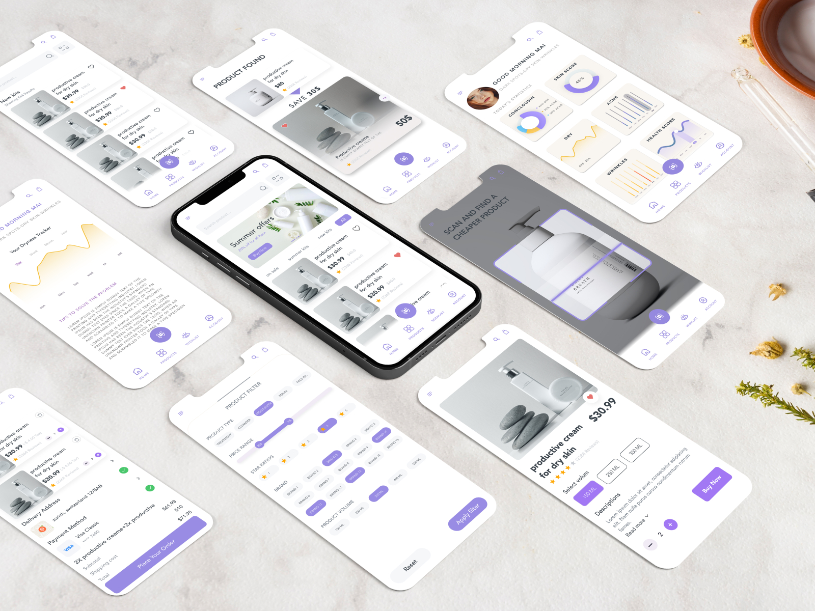 My sken mobile app moodboard 