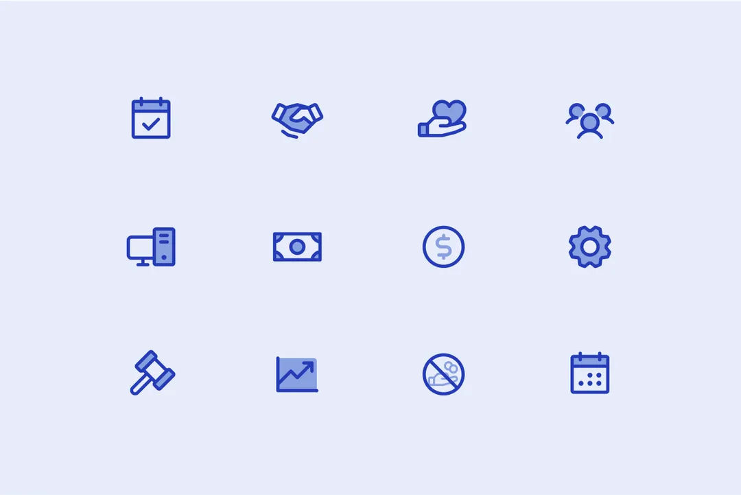 A graphic displaying Chowder Financial's iconography design.