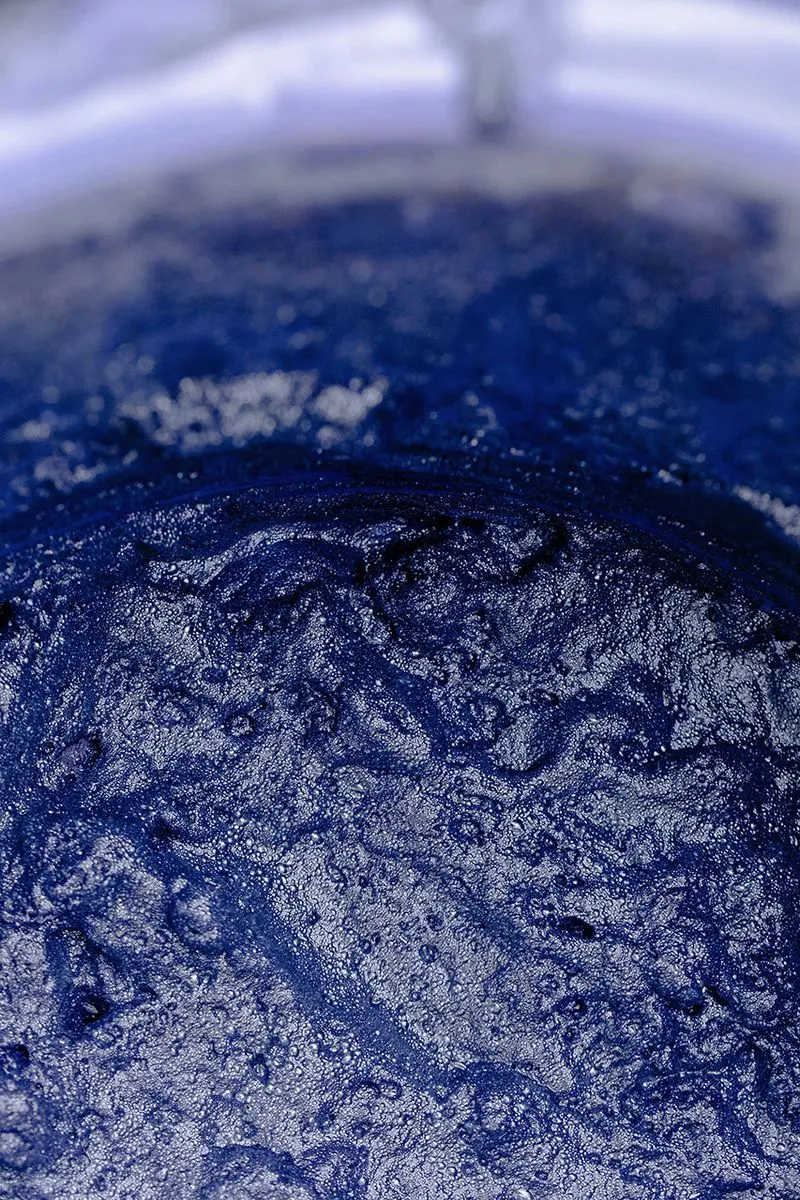 A close up picture of indigo ink.