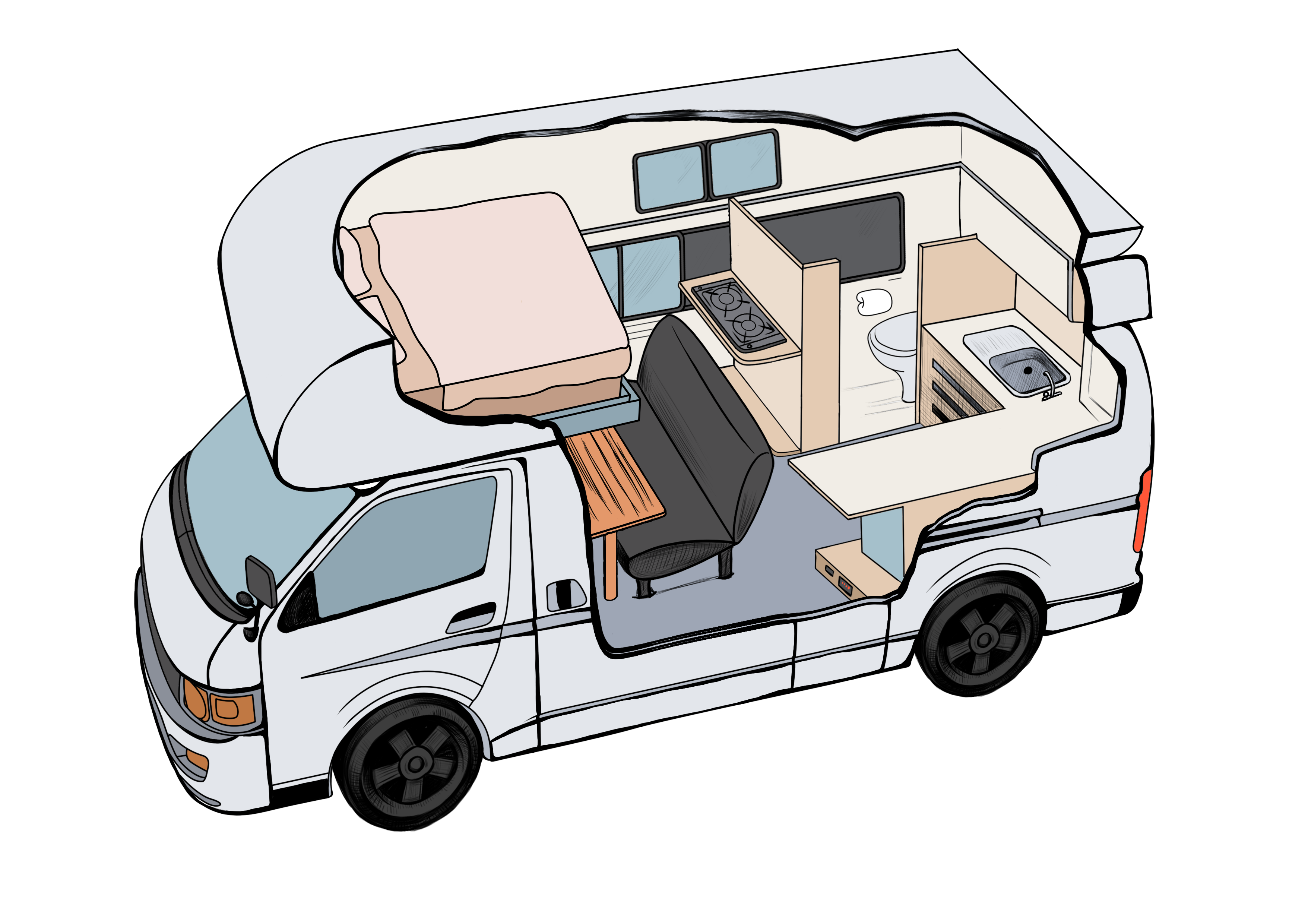 Waka Campa 2 Berth Campervan with upper bed made