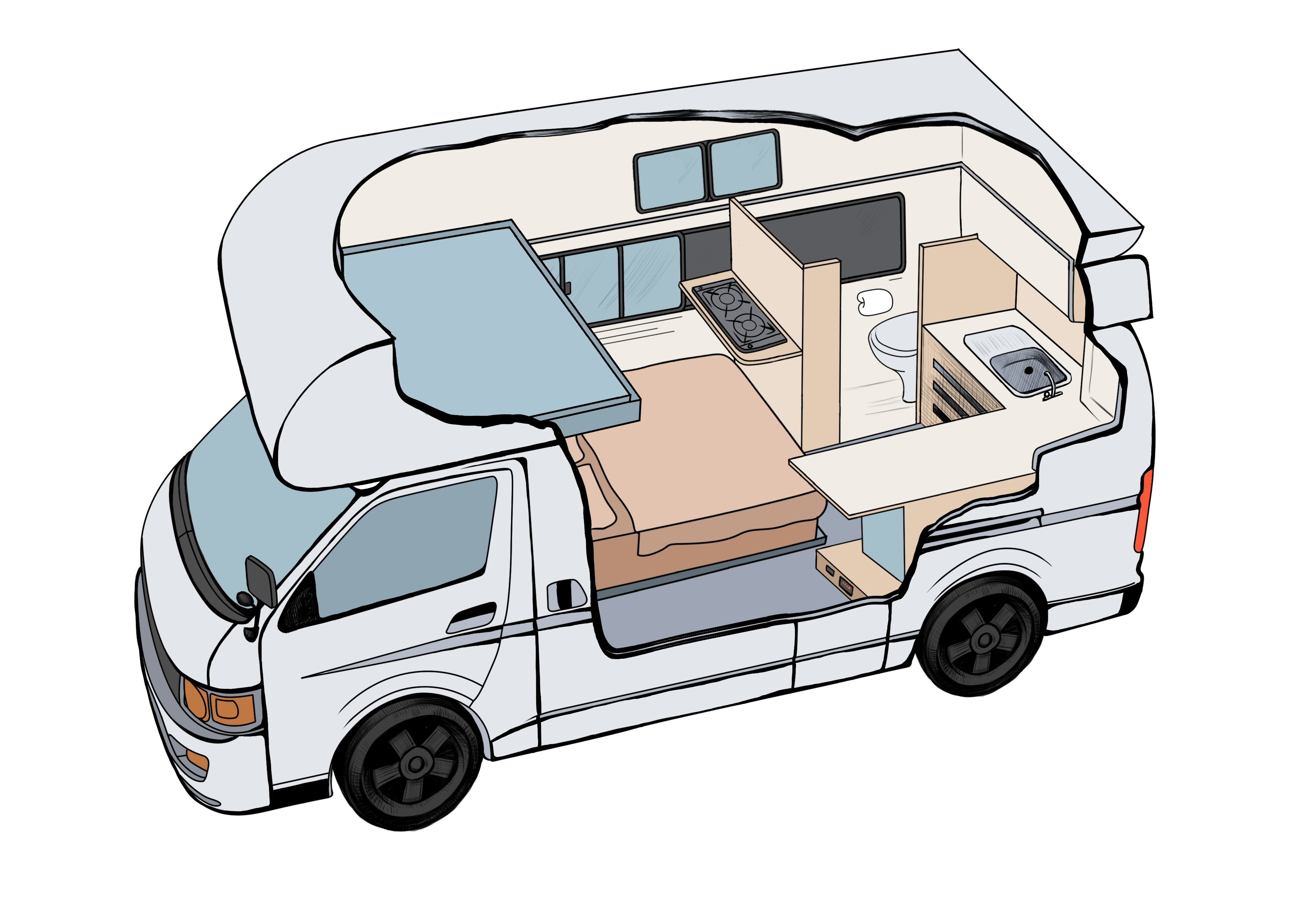 Waka Campa 2 Berth Campervan with lower bed made