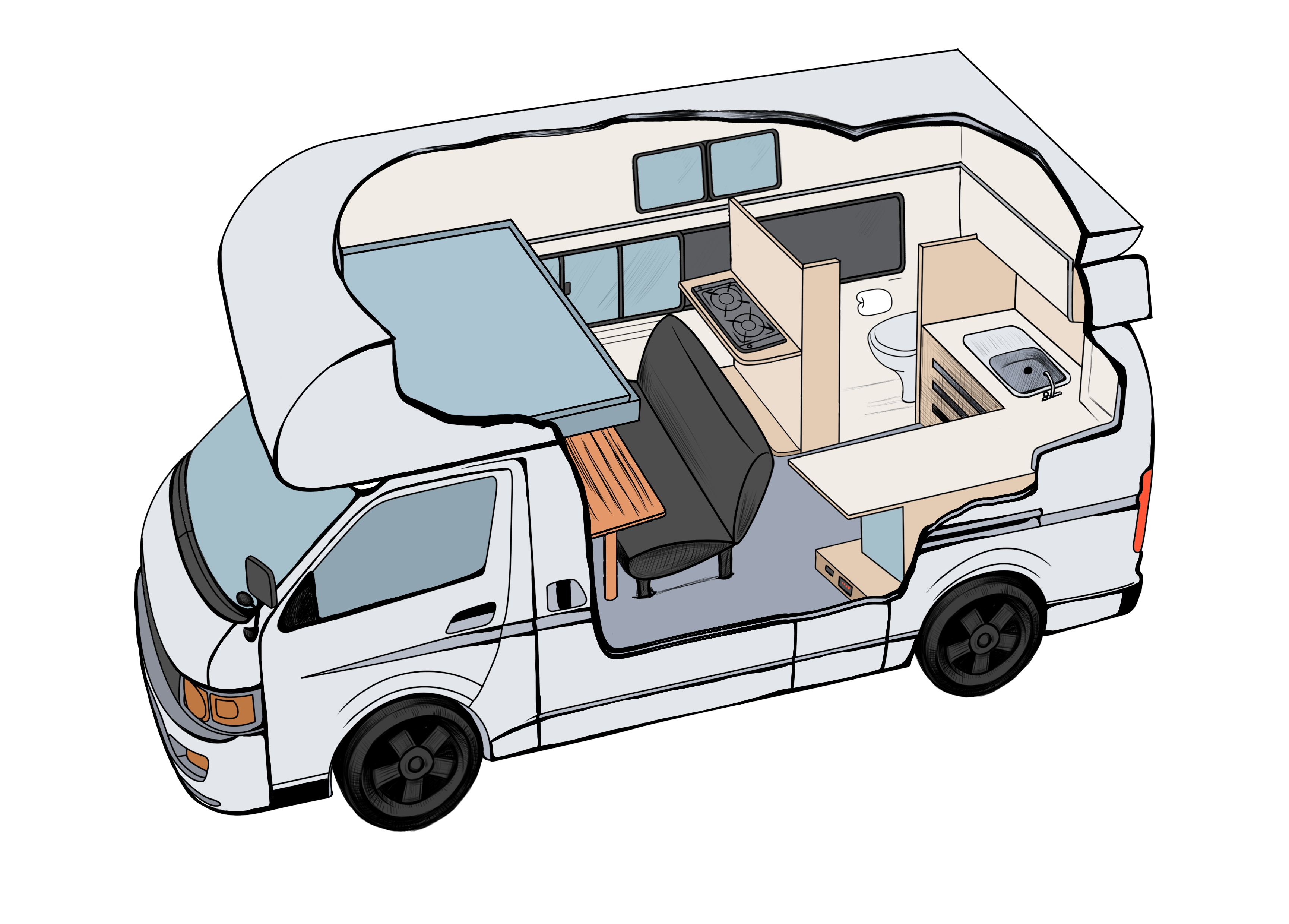 Waka Campa 2 Berth Campervan without bed made