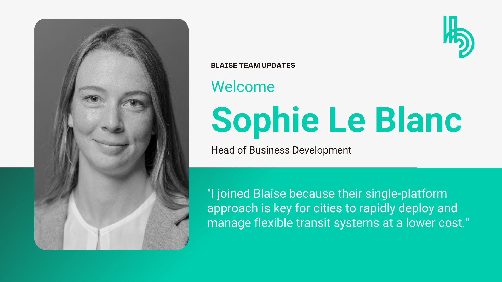 Blaise Transit welcomes transit tech leader, Sophie Le Blanc, as ...