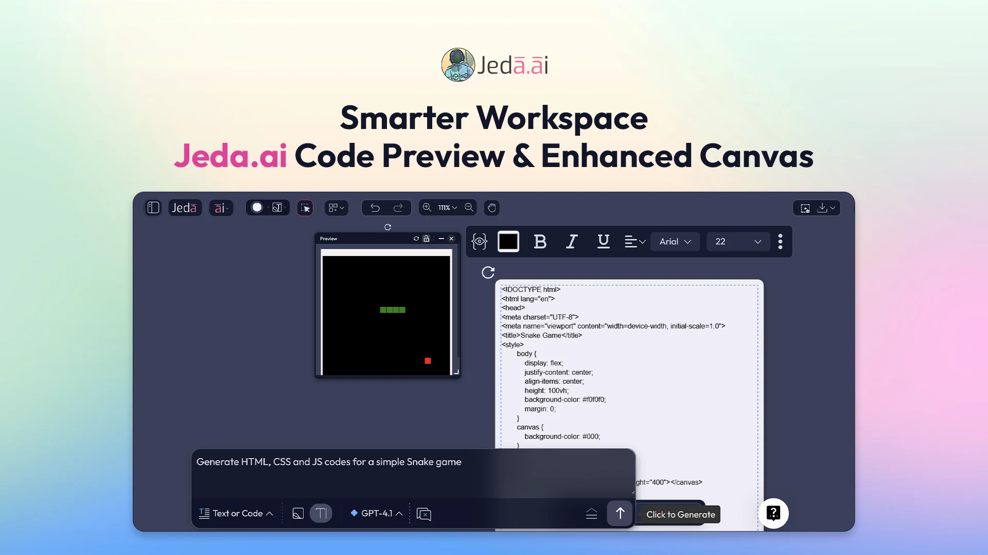 Jeda.ai Code Preview & Smarter Canvas for Faster Workflows