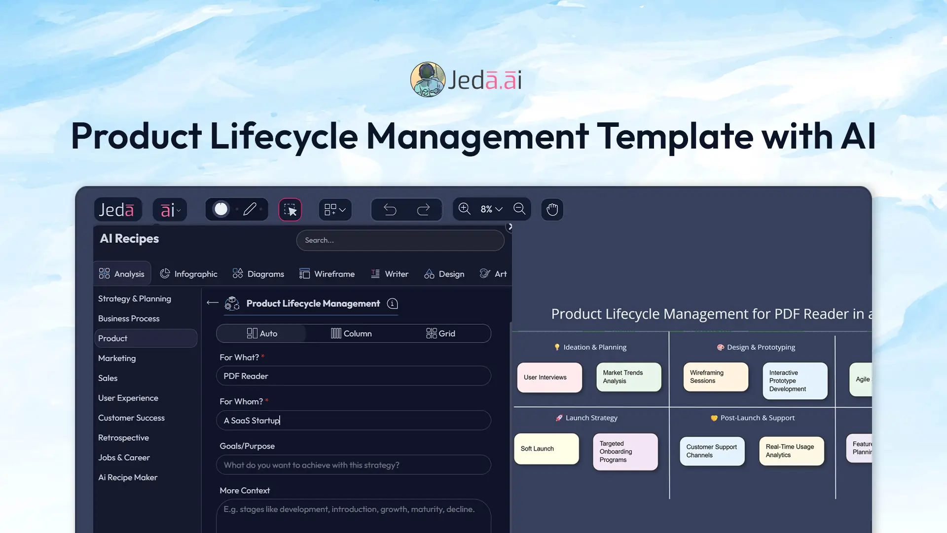 Seamless Product Lifecycle Management Template with AI - Jeda.ai