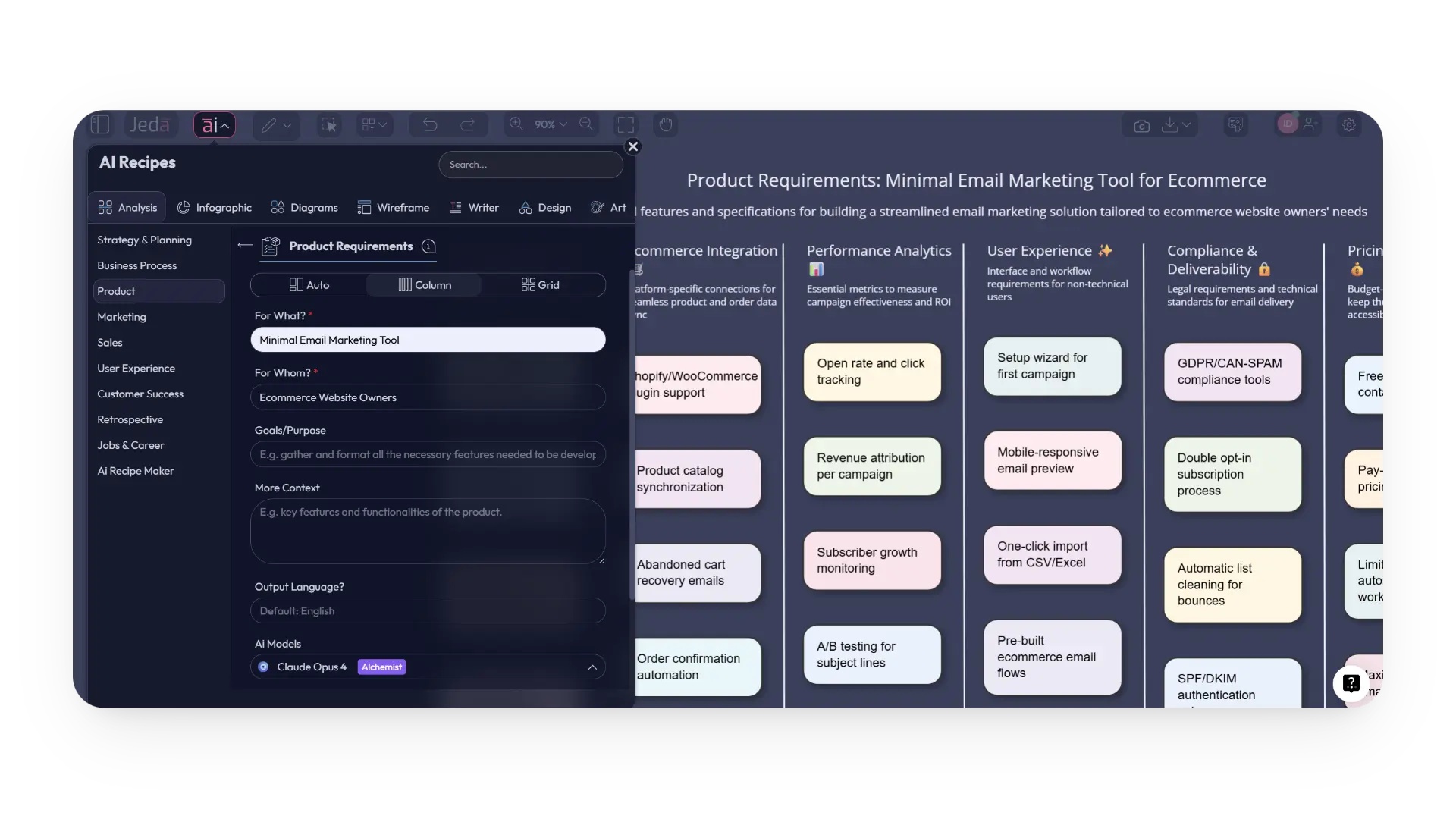 Generate a stunning Product Requirements Template with AI
