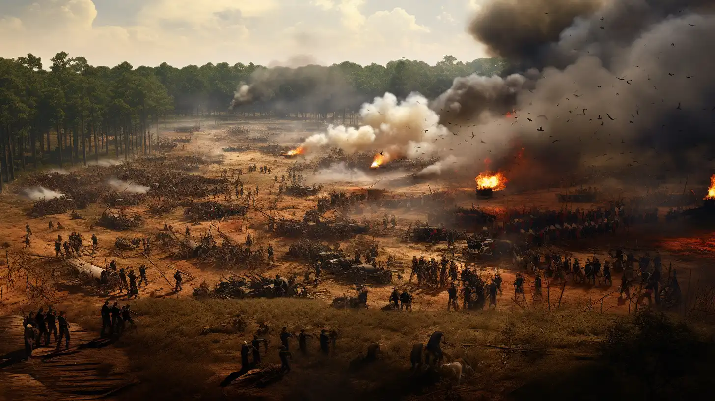 an aerial photograph of a battle in the American Civil War