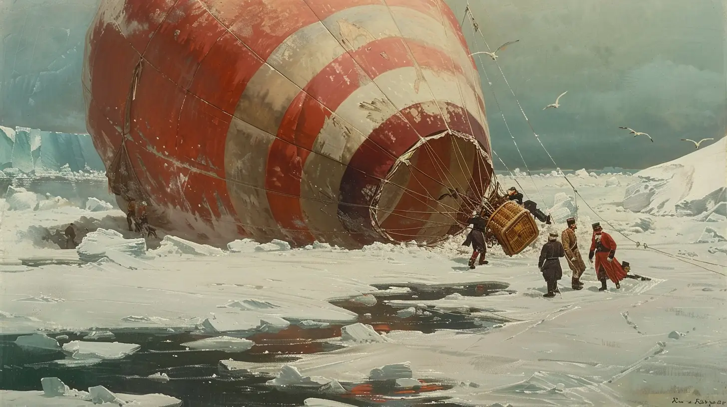Andree's hot air balloon crash landing on the ice