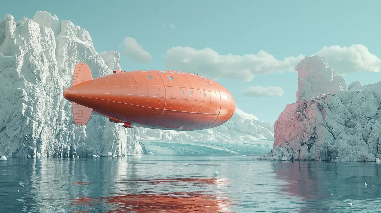 the graf zeppelin flying over the Artic
