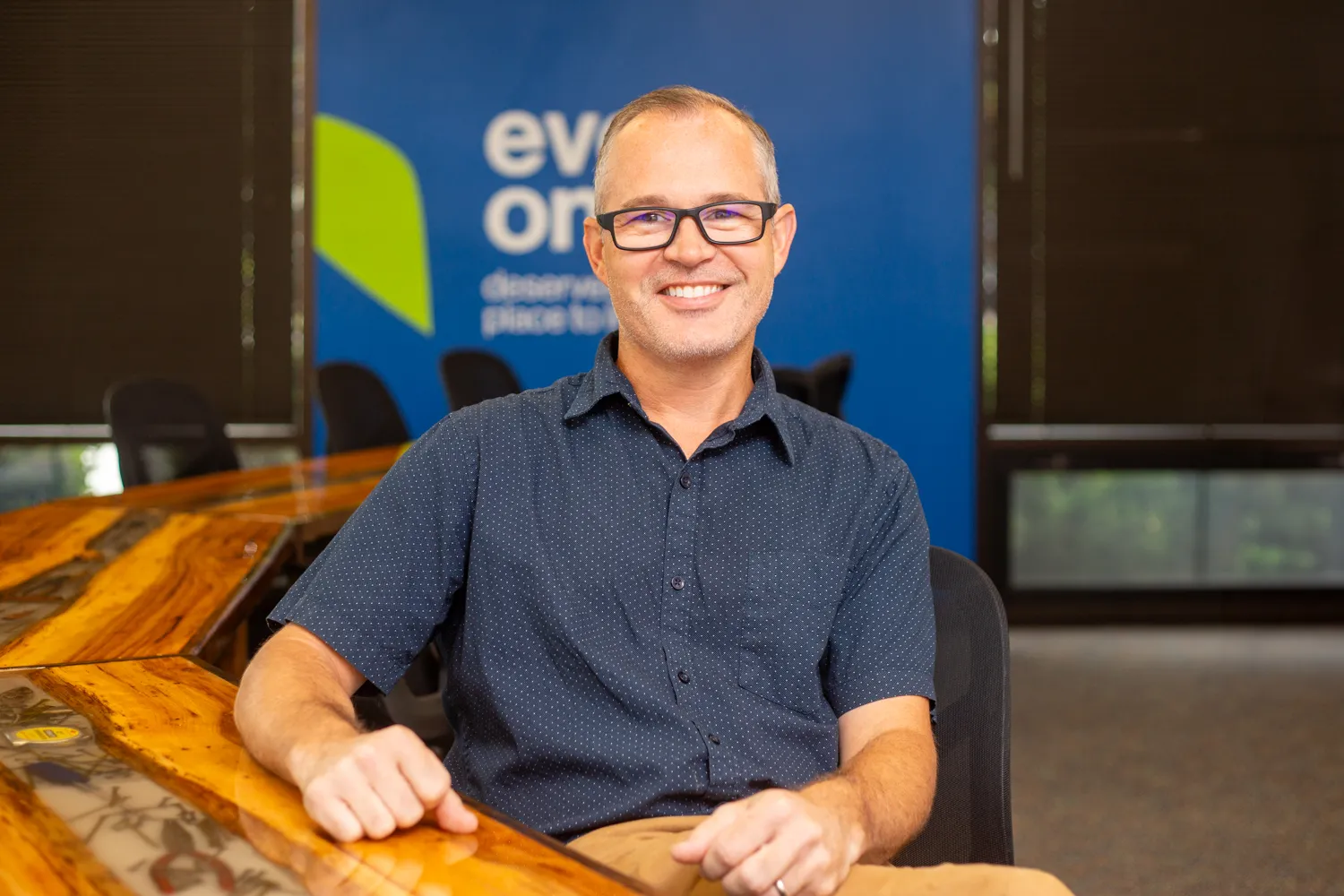 Jeremy Stephens, former Executive Director of Habitat for Humanity Owensboro-Daviess County, in Habitat’s Owensboro office, a few miles from their first full neighborhood build, made possible by GRANT Program funds